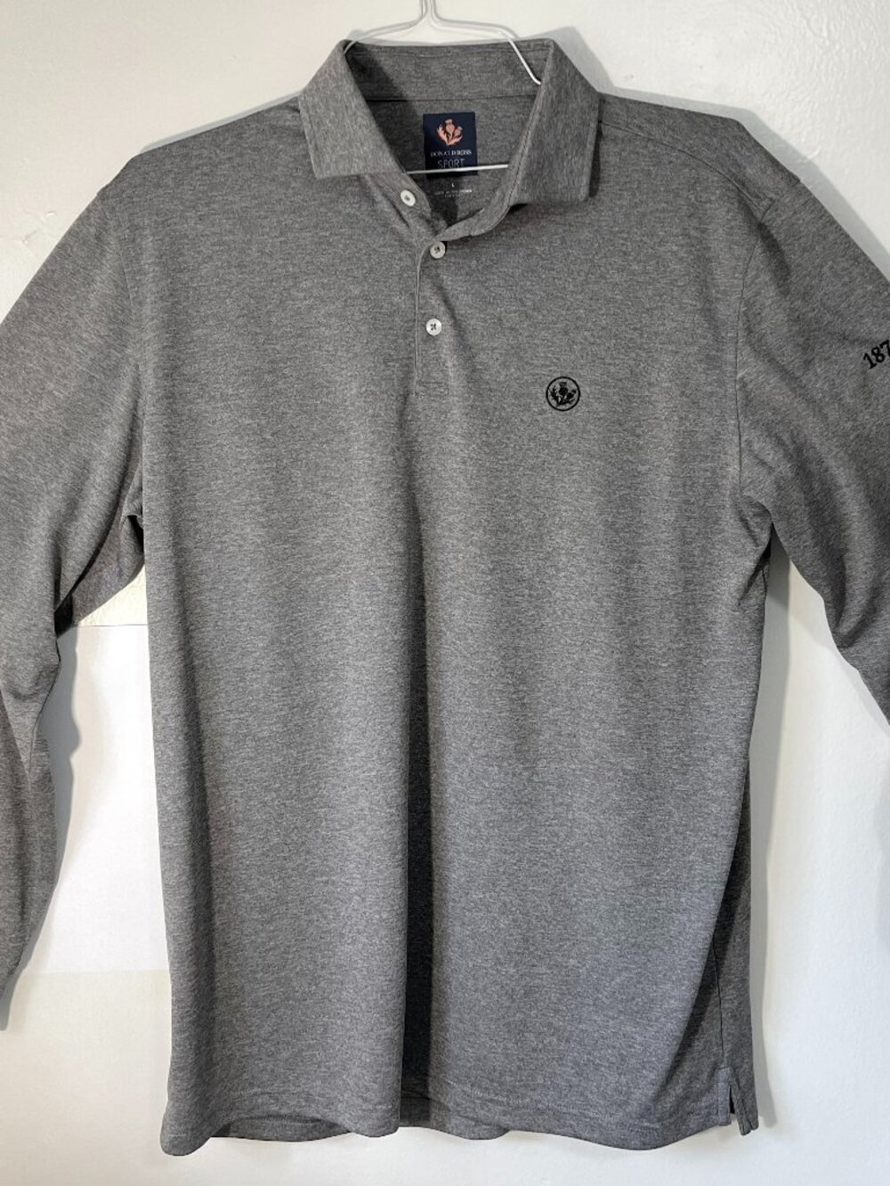 Donald Ross 1872 Club Size "L" Long Sleeve Polyester Golf Shirt - Gray